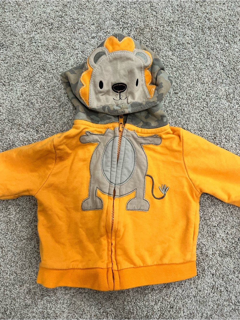 Buster Brown 6-9M Baby Lion Camo Hooded Zip-Up Sweatshirt Golden Yellow Animal